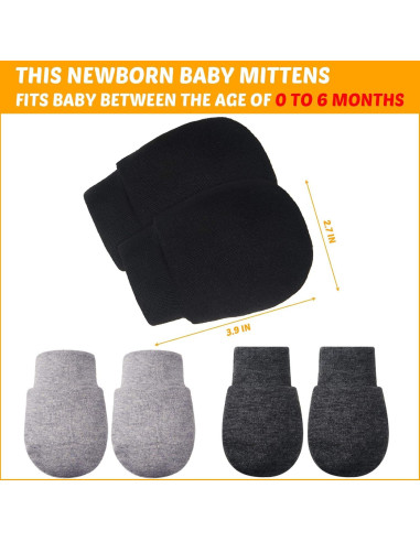 9 Pares Mitones de Algodón para Bebés 0-6 Meses Sin Rasguños