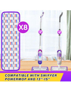 Paquete de 8 almohadillas de mopa reutilizables FORSPEEDER 15" 2