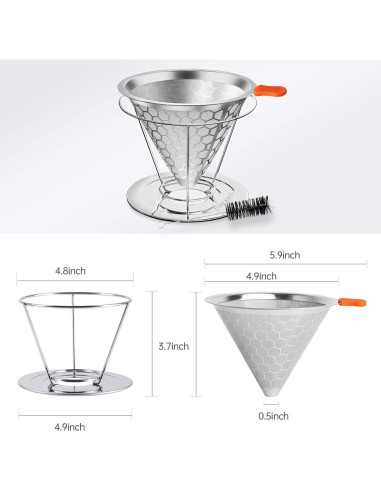 Filtro de café reutilizable E-PRANCE acero inoxidable 1-4 tazas