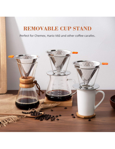 Filtro de café reutilizable E-PRANCE acero inoxidable 1-4 tazas