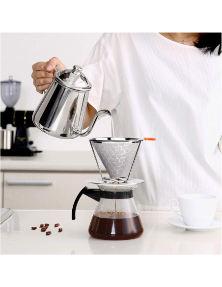 Filtro de café reutilizable E-PRANCE acero inoxidable 1-4 tazas
