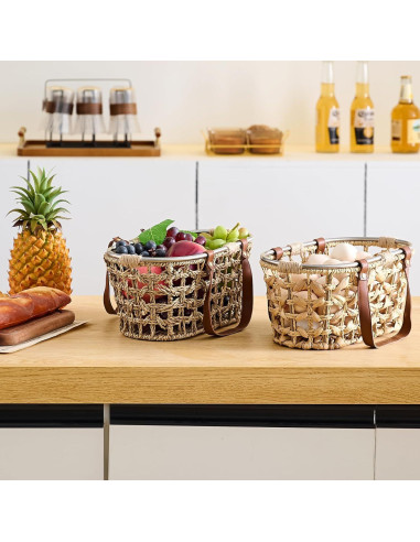 Cesta de Huevos Ovalada LGENHOOM de Hierba Marina Natural