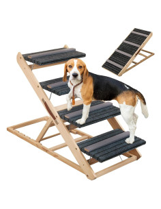 Rampa y Escaleras para Perros DeerGym 2 en 1 Plegable 68kg