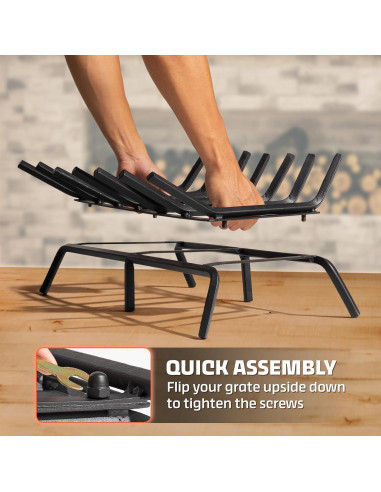 Rejilla de Chimenea IDZO 24" Acero Sólido con Soporte Mejorado