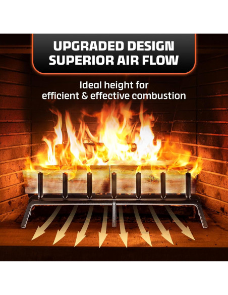 Rejilla de Chimenea IDZO 24" Acero Sólido con Soporte Mejorado