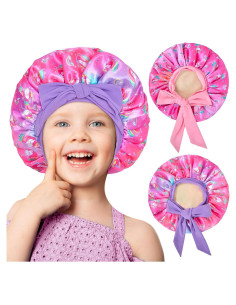 Gorras de Seda Satinada para Niñas - 2 Pcs, Azul Púrpura