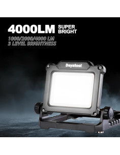 Luz de Trabajo LED Inalámbrica 25W 4000lm DAYATOOL Negra 2