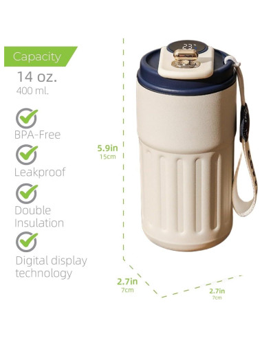 Taza de viaje ZMHQLPDZ 15 oz acero inoxidable aislada