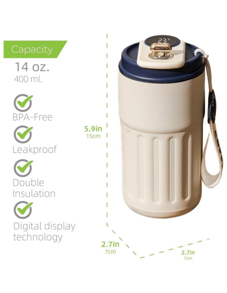 Taza de viaje ZMHQLPDZ 15 oz acero inoxidable aislada