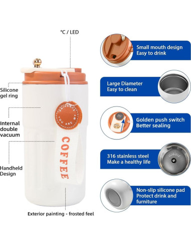 Taza de viaje ZMHQLPDZ 15 oz acero inoxidable aislada