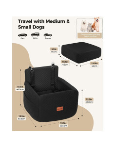 Asiento de Coche para Perros Medianos Petcozife Negro 50.5x50.5cm 2