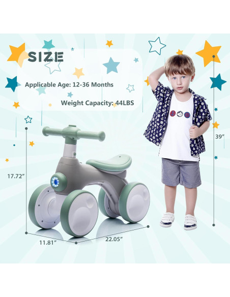 Bicicleta de Equilibrio JoyRydz para Bebés 12-36 Meses Verde