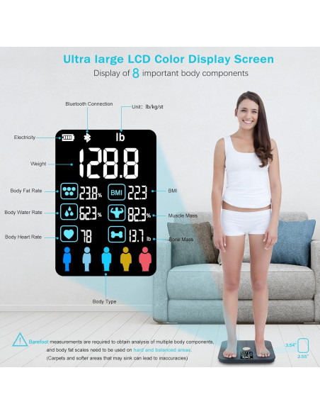 Báscula Inteligente E-SHIDAI con Pantalla LCD Colorida 35.5x32.7cm