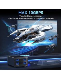 Caja Doble para Disco Duro Cenmate 2 Bahías 10Gbps USB 3.2 2