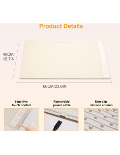 Bandeja Calentadora Eléctrica Cudenwoow 60.7x37.8cm Beige 2