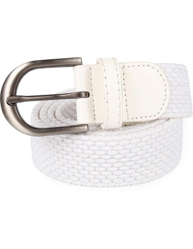Cinturón Elástico Trenzado Mile High Life 3.3CM Mediano Blanco