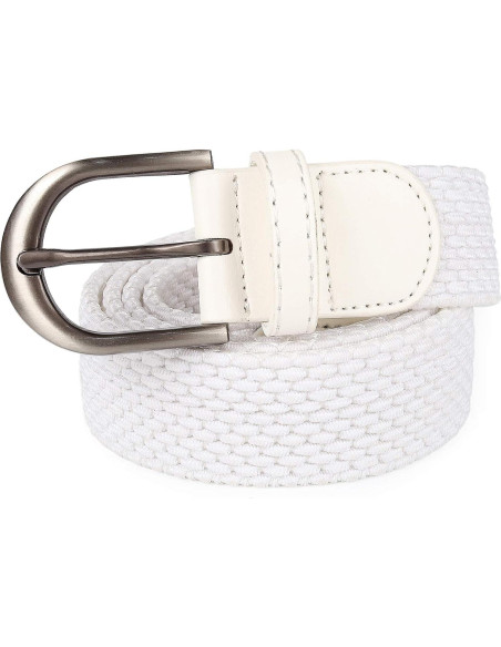 Cinturón Elástico Trenzado Mile High Life 3.3CM Mediano Blanco