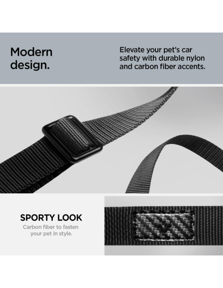 Cinturón de Seguridad Retráctil Spigen para Mascotas Negro