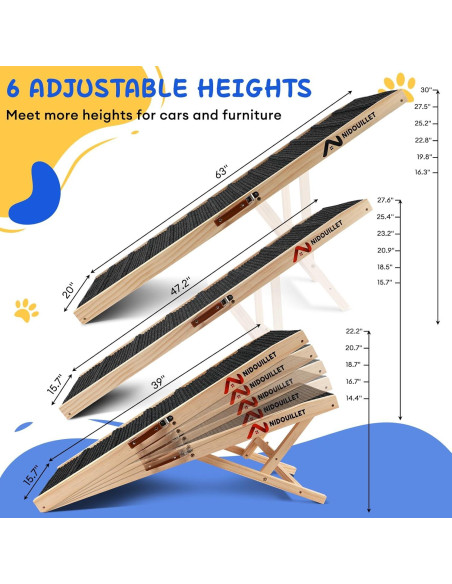 Rampa para Perros Nidouillet Plegable 99 cm 5 Alturas Ajustables