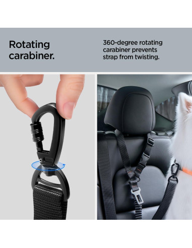 Cinturón de Seguridad Retráctil Spigen para Mascotas Negro
