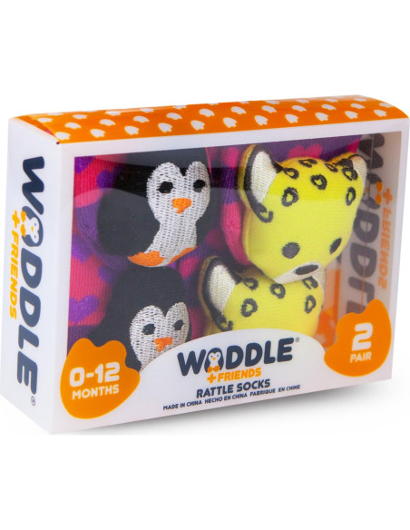 WADDLE Calcetines Sonajeros para Bebés 0-12M - 2 Paquetes
