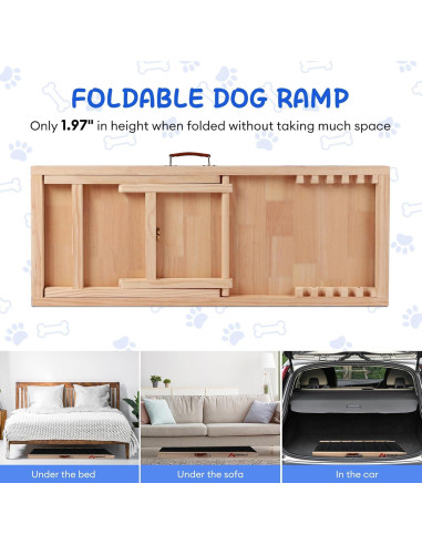 Rampa para Perros Nidouillet Plegable 99 cm 5 Alturas Ajustables