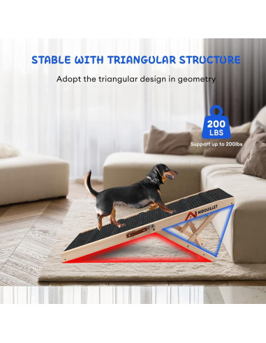 Rampa para Perros Nidouillet Plegable 99 cm 5 Alturas Ajustables
