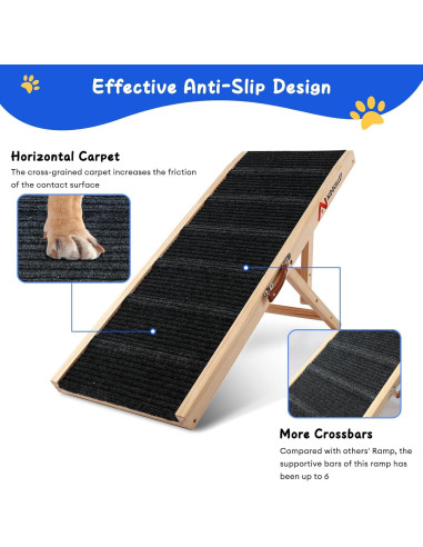 Rampa para Perros Nidouillet Plegable 99 cm 5 Alturas Ajustables