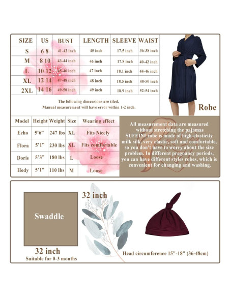 Bata de Maternidad SUFEINI con Manta y Sombrero - Postparto