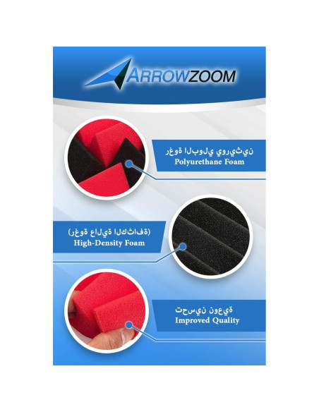 Paneles Acústicos Arrowzoom 12 Piezas 10x10x5cm Espuma Negra