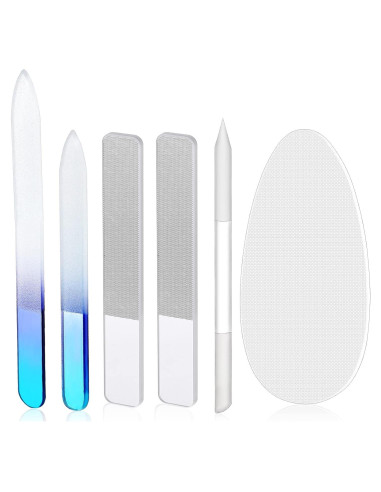 Juego de 6 Limadoras de Uñas de Vidrio Zhehao - Degradado Azul