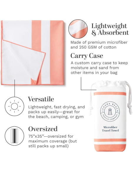 Toalla de Playa Microfibra Coral Laguna Beach 90x190 cm