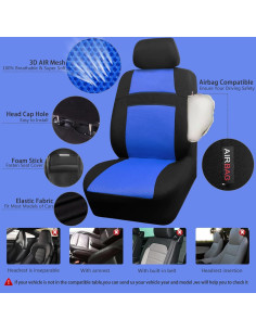 Cubiertas de Asiento de Coche 3D CAR PASS Azul y Negro 2