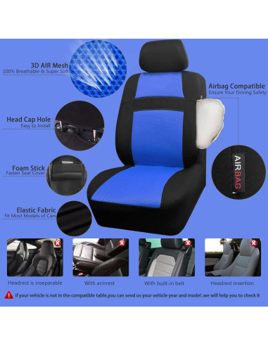 Cubiertas de Asiento de Coche 3D CAR PASS Azul y Negro
