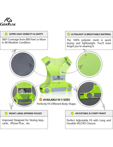Chaleco Reflectante GoxRunx para Correr - Ultra Liviano y Ajustable