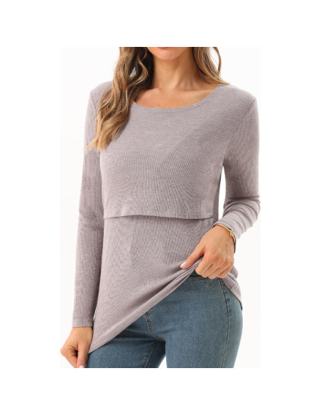 Camisetas de Lactancia Manga Larga Bearsland 3 Paquetes