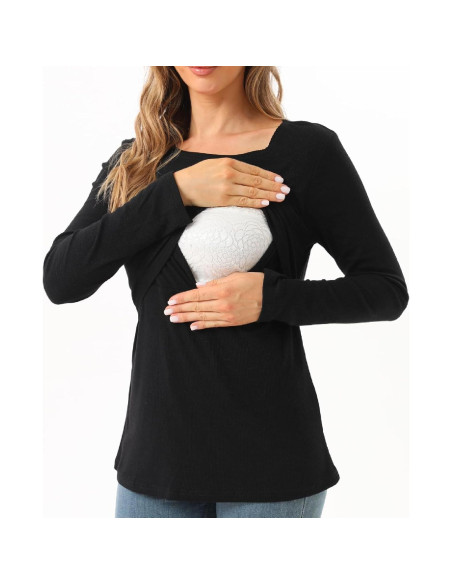 Camisetas de Lactancia Manga Larga Bearsland 3 Paquetes