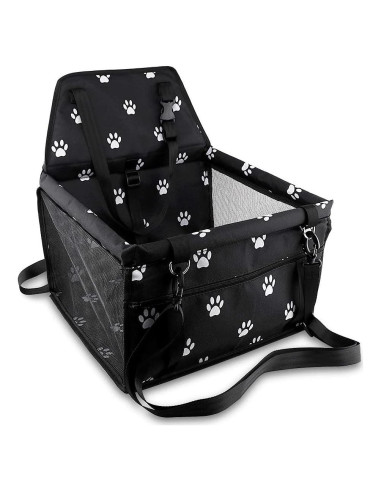 Asiento Elevador para Perros Petbobi Negro con Huellas 40x34x25cm