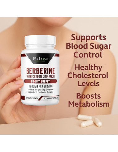 Suplemento de Berberina Probase Nutrition 1200mg - 120 Cápsulas Veganas
