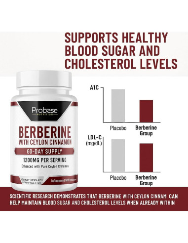 Suplemento de Berberina Probase Nutrition 1200mg - 120 Cápsulas Veganas