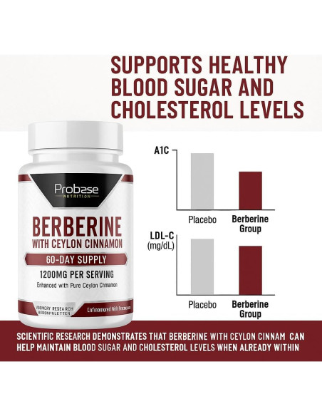 Suplemento de Berberina Probase Nutrition 1200mg - 120 Cápsulas Veganas