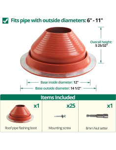 Bota de Techo Flexible Benfar 7 para Tubería 15-28 cm 2