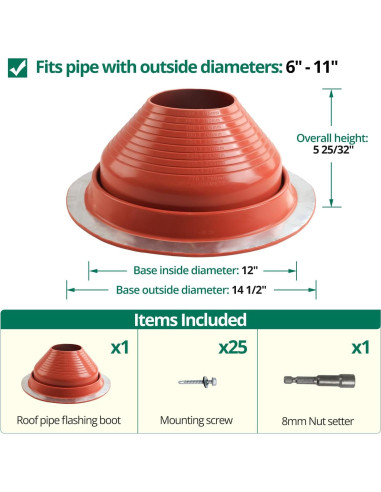 Bota de Techo Flexible Benfar 7 para Tubería 15-28 cm