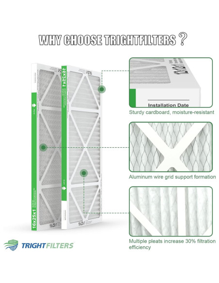 Filtro de Aire TRIGHTFILTERS MERV 8 16x25x1 - 6 Paquetes
