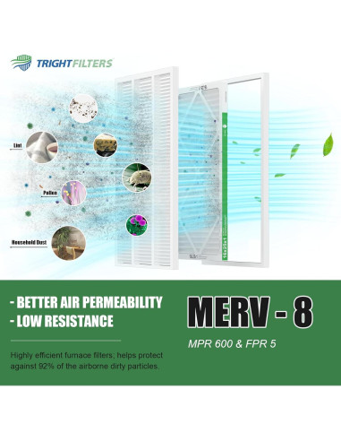 Filtro de Aire TRIGHTFILTERS MERV 8 16x25x1 - 6 Paquetes