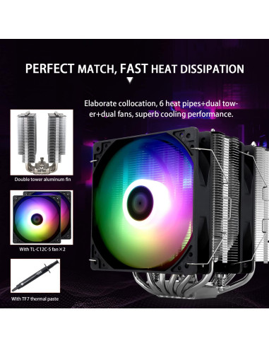 Enfriador de CPU Thermalright PA120 SE ARGB 6 Tubos Calor