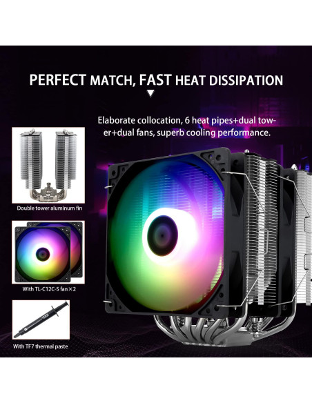 Enfriador de CPU Thermalright PA120 SE ARGB 6 Tubos Calor