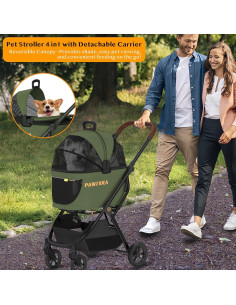 Carrito de Paseo PAWZIDEA 4 en 1 para Perros Pequeños y Medianos 2