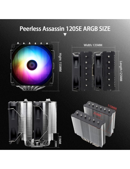 Enfriador de CPU Thermalright PA120 SE ARGB 6 Tubos Calor