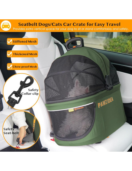 Carrito de Paseo PAWZIDEA 4 en 1 para Perros Pequeños y Medianos